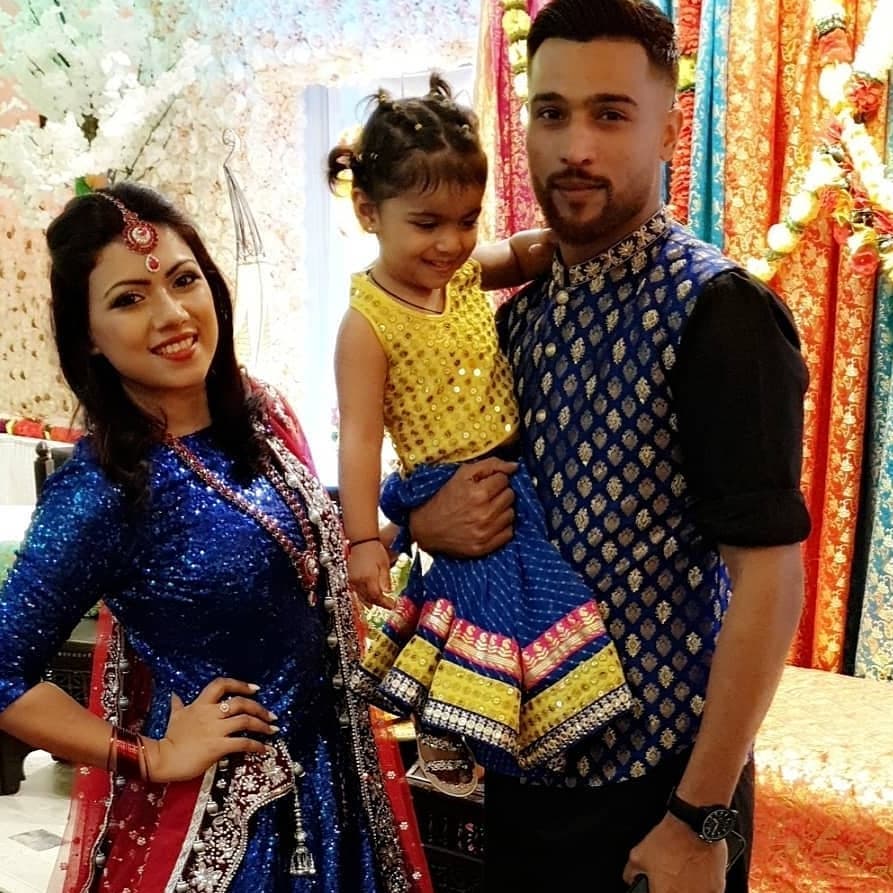 Muhammad Amir with his wife Narjis and Cute Daughter at Mehndi Event of his Brother in Law