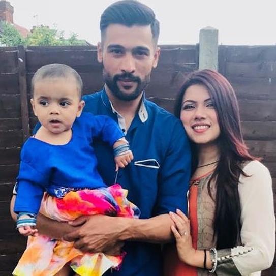 Muhammad Amir with his wife Narjis and Cute Daughter at Mehndi Event of his Brother in Law