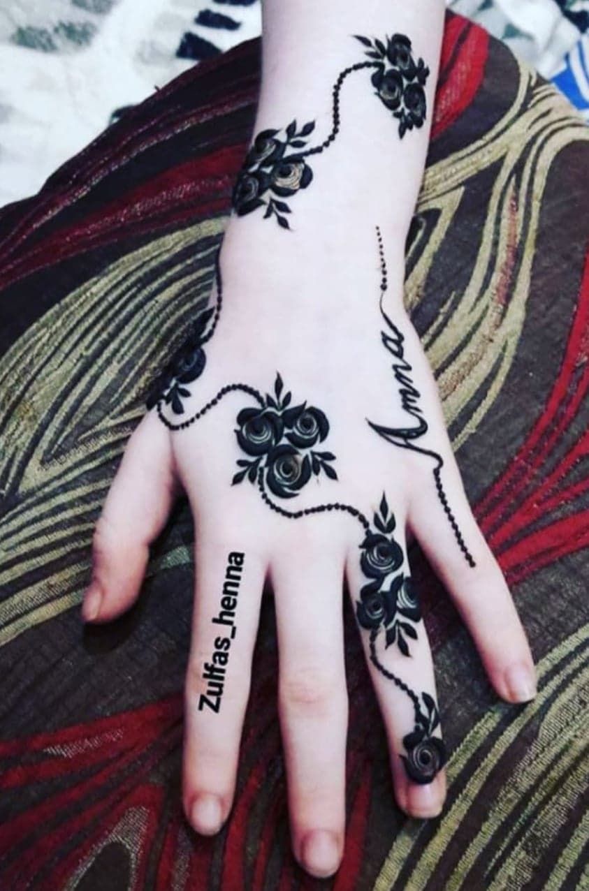 Front Hand Black Henna Design For Girls | New mehndi designs, Latest mehndi  designs, Mehndi designs for fingers