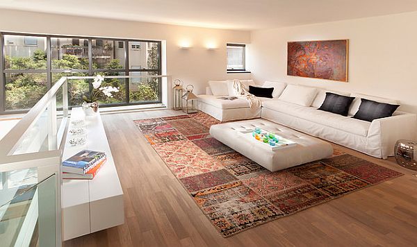 patchwork rug in living room
