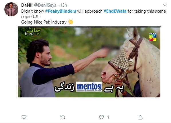 Twitter is having a field day trolling Ehd E Wafa for blatantly copying scene from Peaky Blinders