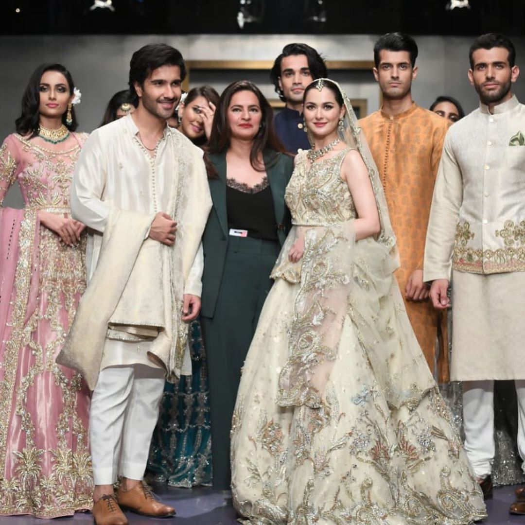 Feroze Khan and Hania Aamir Walked at Ramp for Sadaf Fawad Khan at FPW19