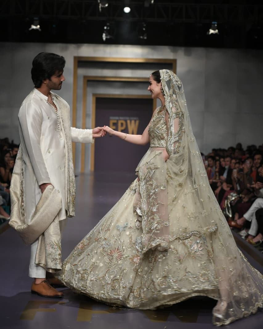 Feroze Khan and Hania Aamir Walked at Ramp for Sadaf Fawad Khan at FPW19