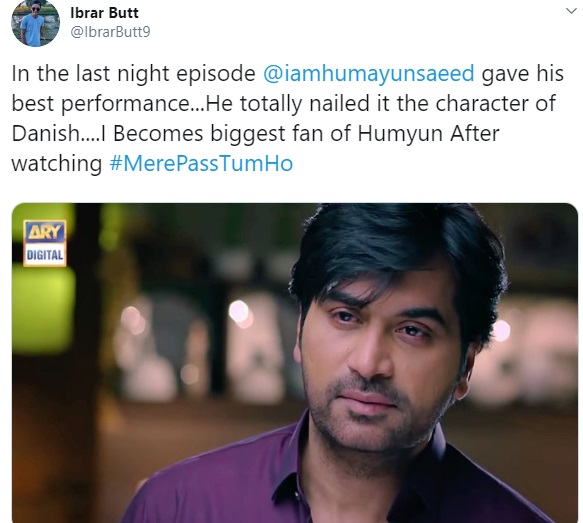 Audience shower praises for Humayun Saeed after last night's episode of Meray Pass Tum Ho