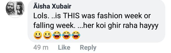 Public Reaction On Designer Saba Aslam's Fall On The Ramp