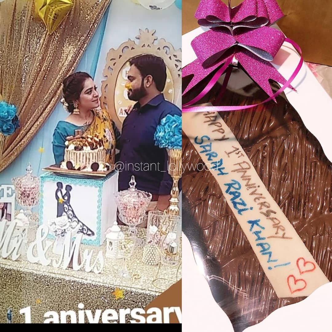 First Wedding Anniversary Pictures of Sarah Razi Khan with Husband Umair