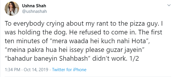 Ushna Shah receives criticism for calling out a pizza delivery guy's masculinity