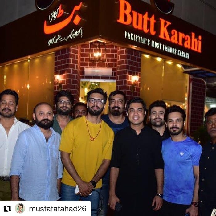 Actor Fahad Mustafa Having Dinner at Iqrar ul Hassan Restaurant in Karachi