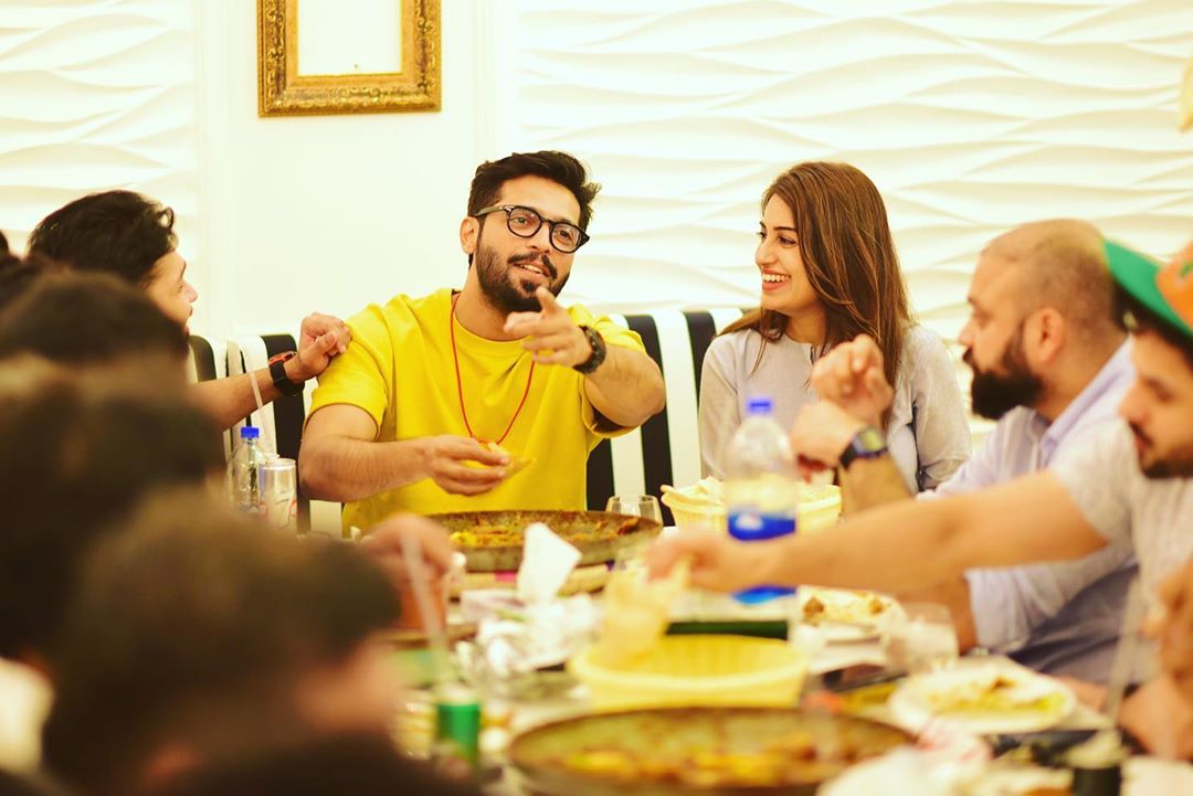 Actor Fahad Mustafa Having Dinner at Iqrar ul Hassan Restaurant in Karachi