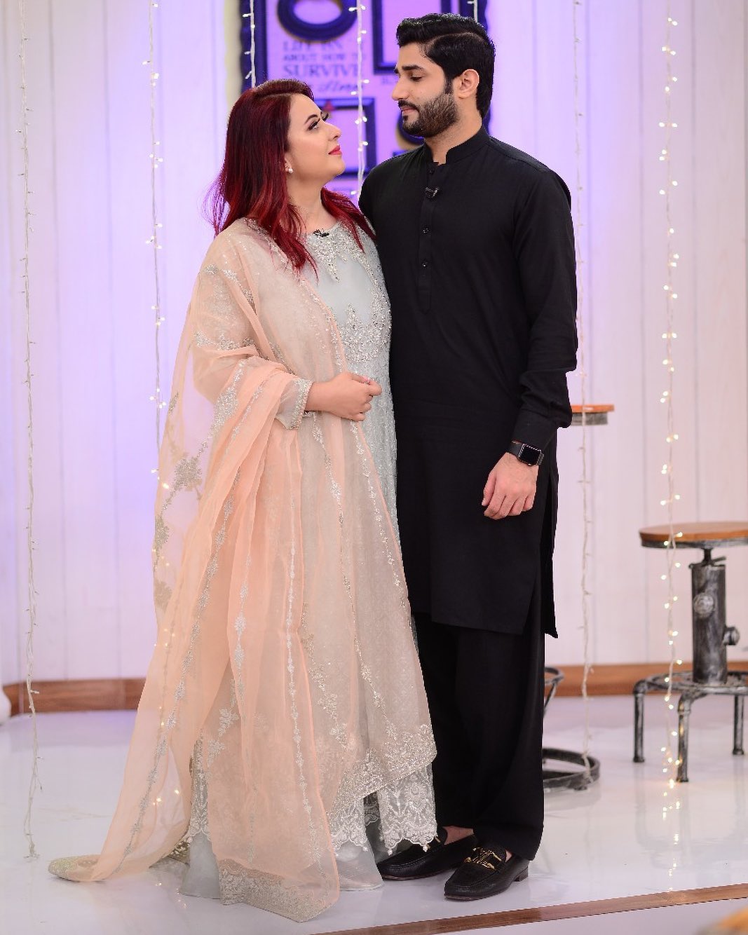 Beautiful Rabia Anum with her Husband in Nida Yasir Morning Show