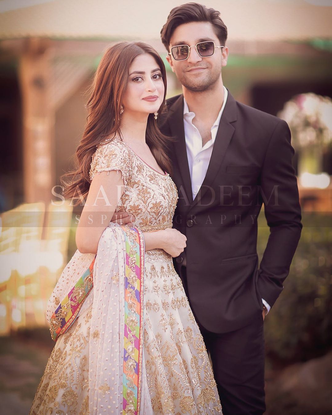 Beautiful Couple Ahad Raza Mir and Sajal Aly Clicks from Yasir Iqra Wedding