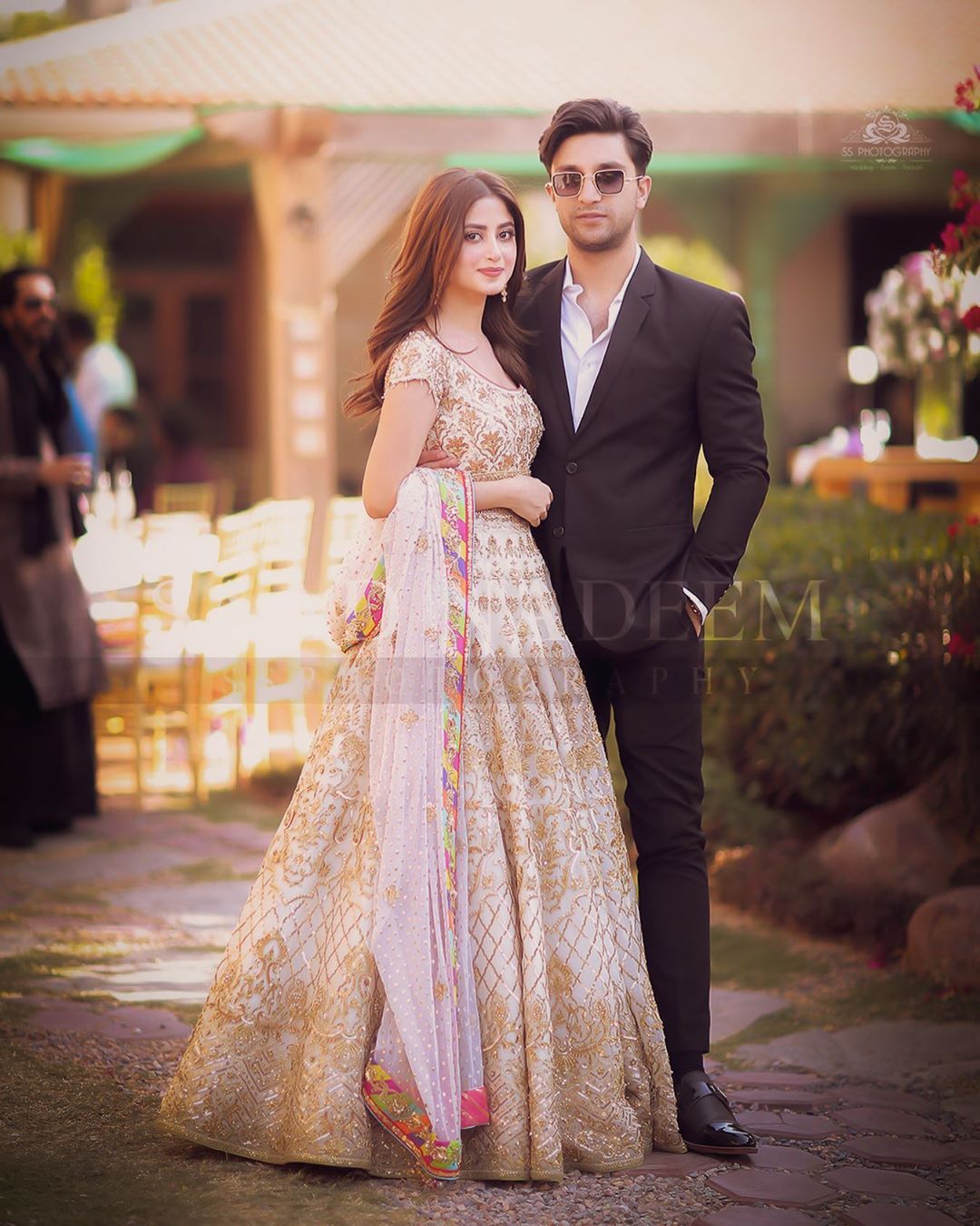 Beautiful Couple Ahad Raza Mir and Sajal Aly Clicks from Yasir Iqra Wedding