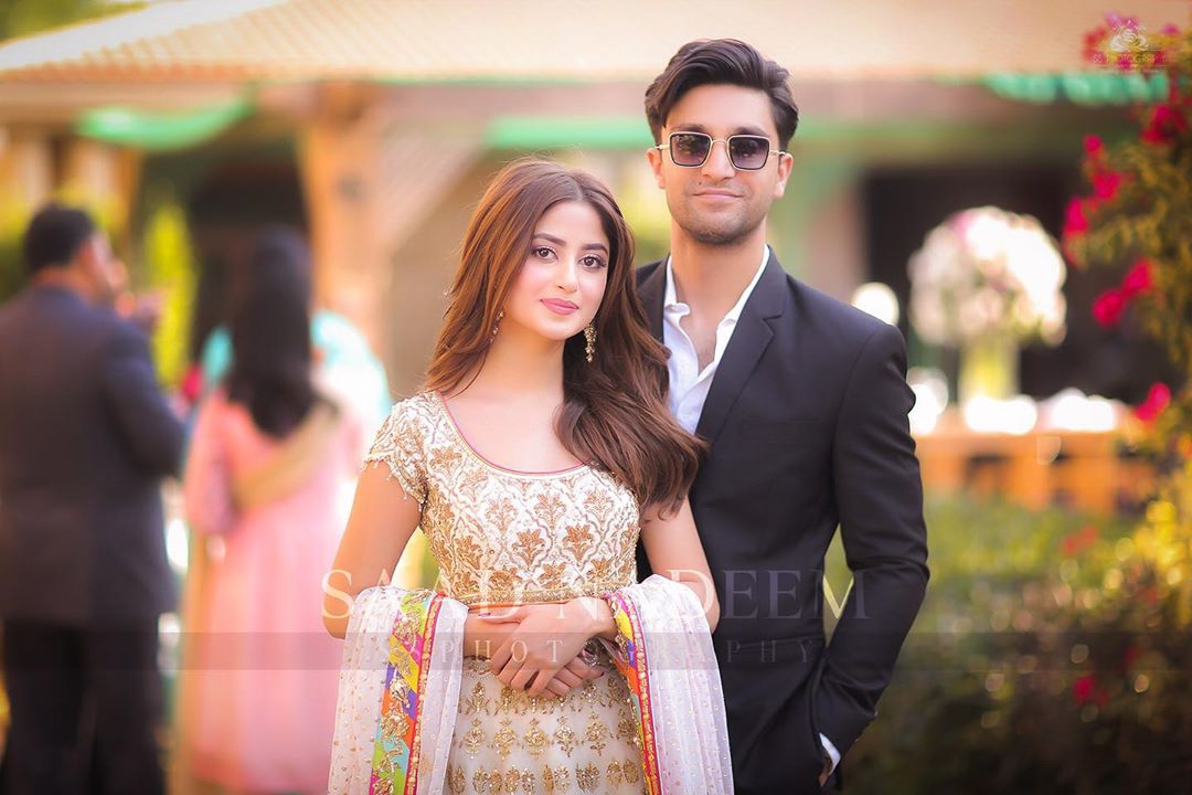 Beautiful Couple Ahad Raza Mir and Sajal Aly Clicks from Yasir Iqra Wedding