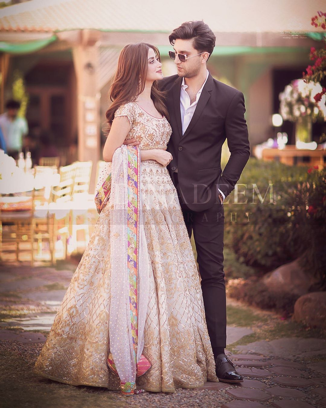 Beautiful Couple Ahad Raza Mir and Sajal Aly Clicks from Yasir Iqra Wedding