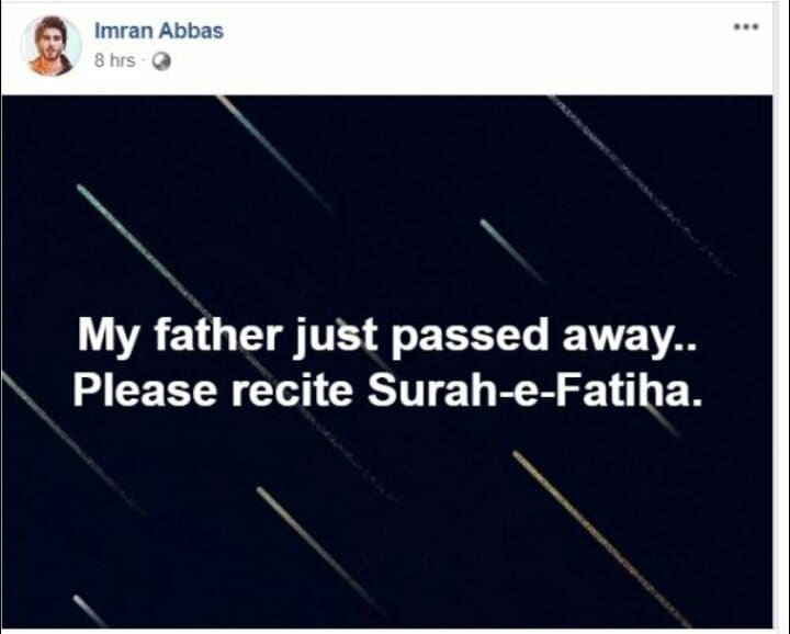 Actor Imran Abbas Lost His Father Today