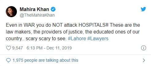 Mahira Khan speaks up against the lawyers' attack on hospital in Lahore