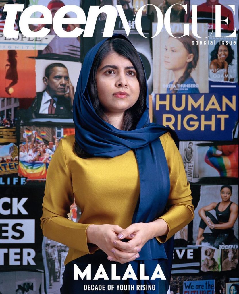 Malala Yousafzai features as the cover girl for Teen Vogue's last issue of the decade