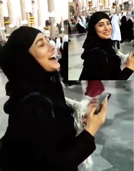 Mehwish Hayat Umrah Pictures with her Mother and Brother Danish