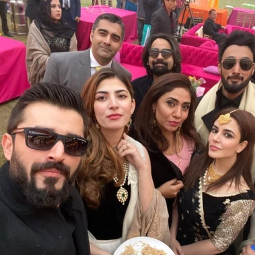 Latest Clicks of Hamza Ali Abbasi with Naimal Khawar from recent Wedding Event