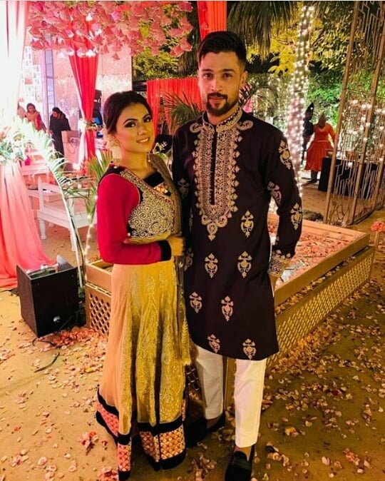 Cricketer Muhammad Aamir with his Wife Narjis at a Wedding Event Last Night