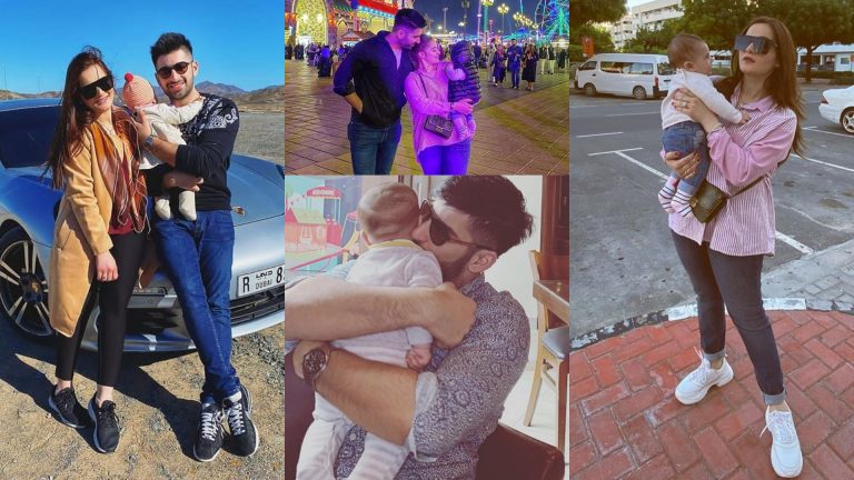 Aiman Khan and Muneeb with their Daughter in Dubai