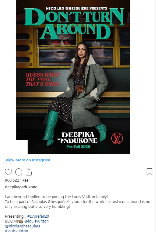 Deepika Padukone Collaborates with Louis Vuitton Brand -2020