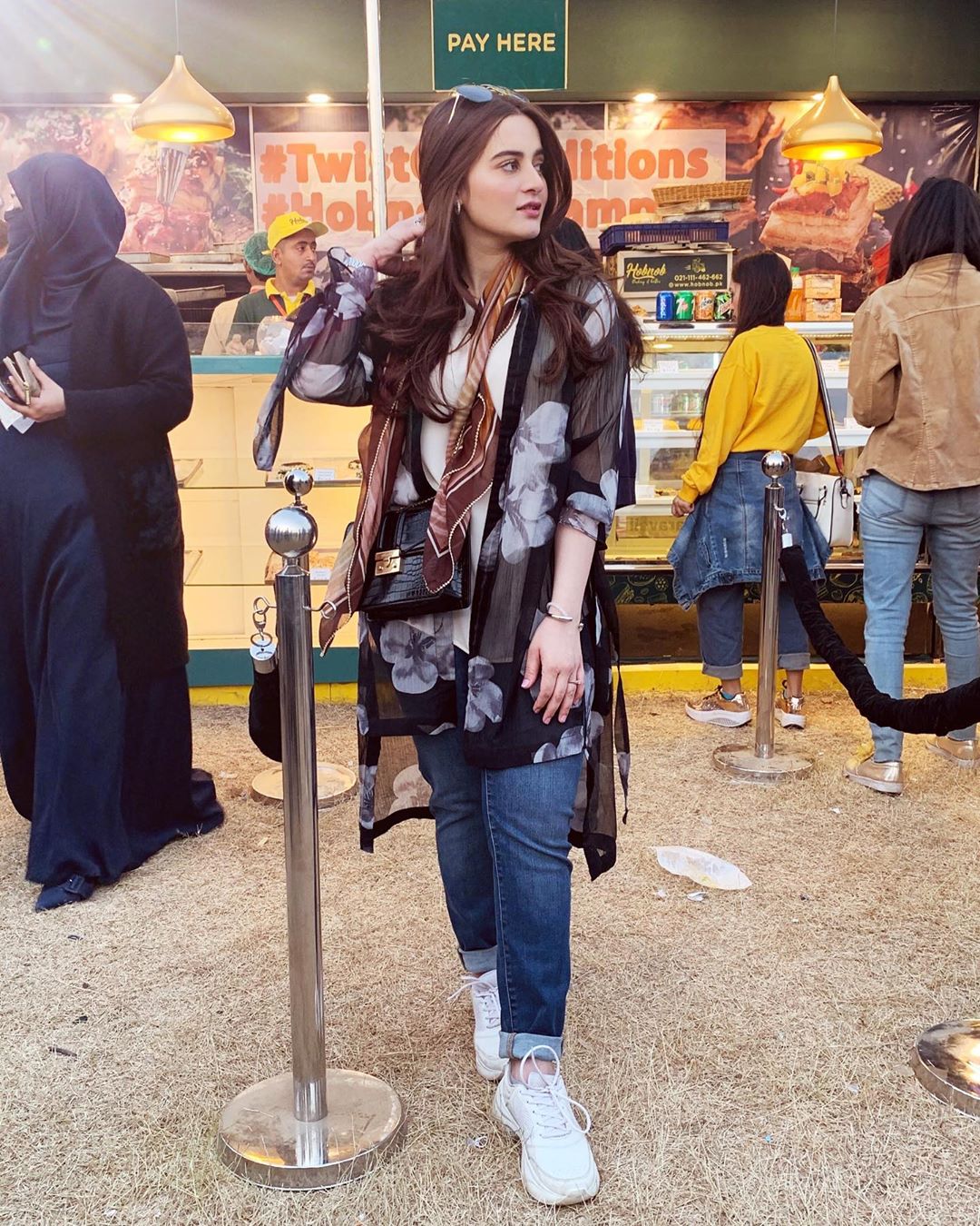 Beautiful Aiman Khan and Minal Khan Spotted at Eat Karachi Festival