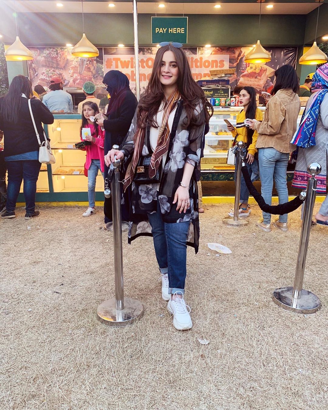 Beautiful Aiman Khan and Minal Khan Spotted at Eat Karachi Festival