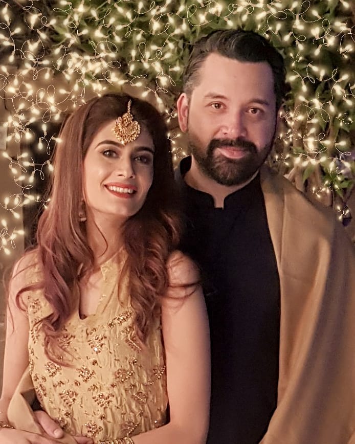 Actress Madiha Iftikhar with her Husband at a Recent Wedding Event