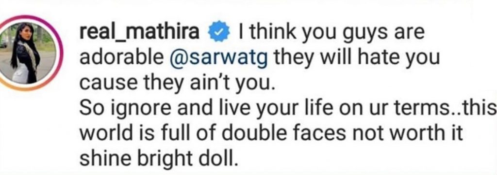 Mathira Advises Sarwat Gilani To Ignore Trolls