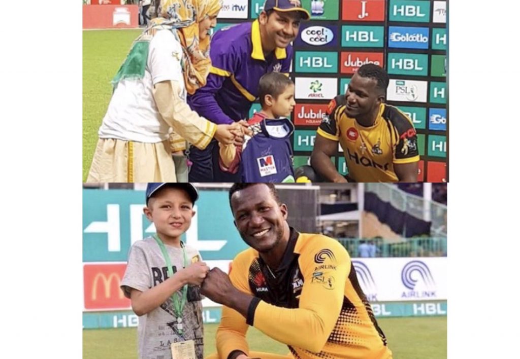 PSL Cricketers Posing With The Cancer Patients On The Field