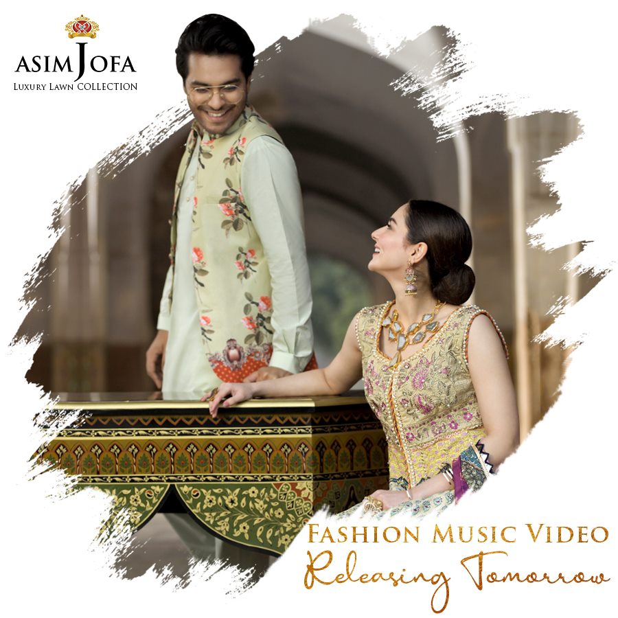 Hania Aamir And Asim Azhar In Luxury Lawn Collection By Asim Jofa