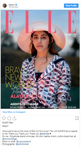 Alaya F on the Cover of  Elle magazine
