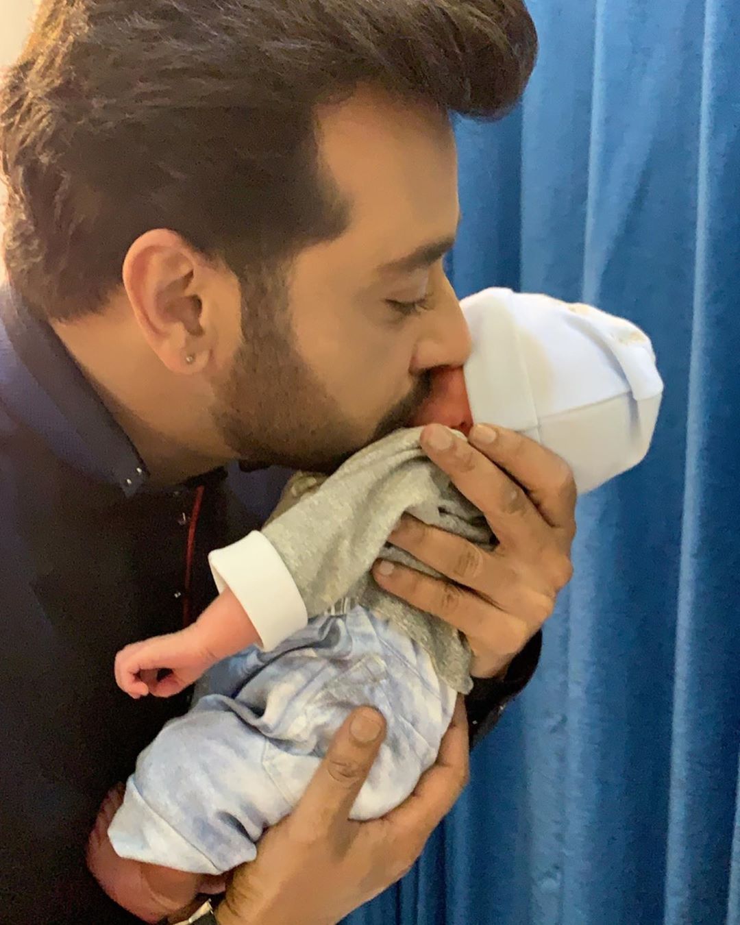 Actor Faysal Qureshi with his Wife and New Born Son Farman Qureshi