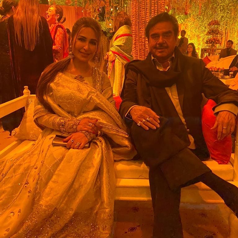 Indian Actor Shatrughan Sinha with Reema at a Wedding Event in Lahore