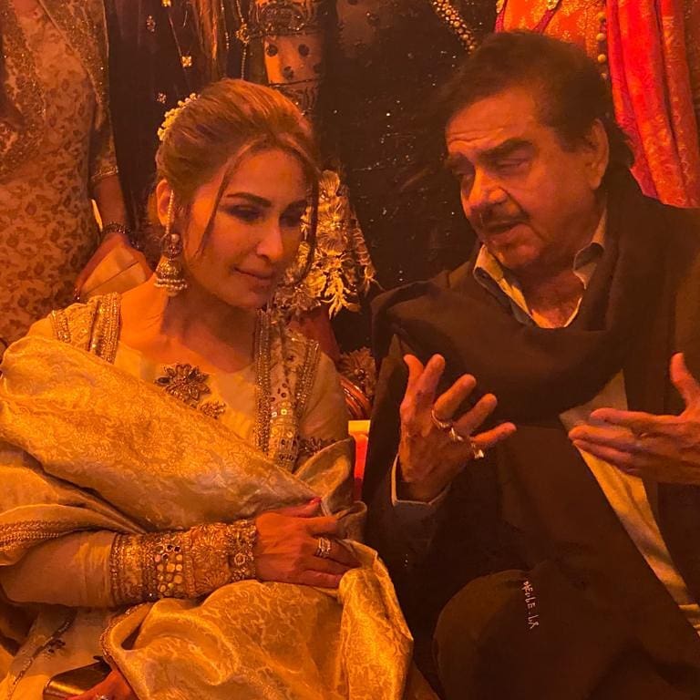 Indian Actor Shatrughan Sinha with Reema at a Wedding Event in Lahore