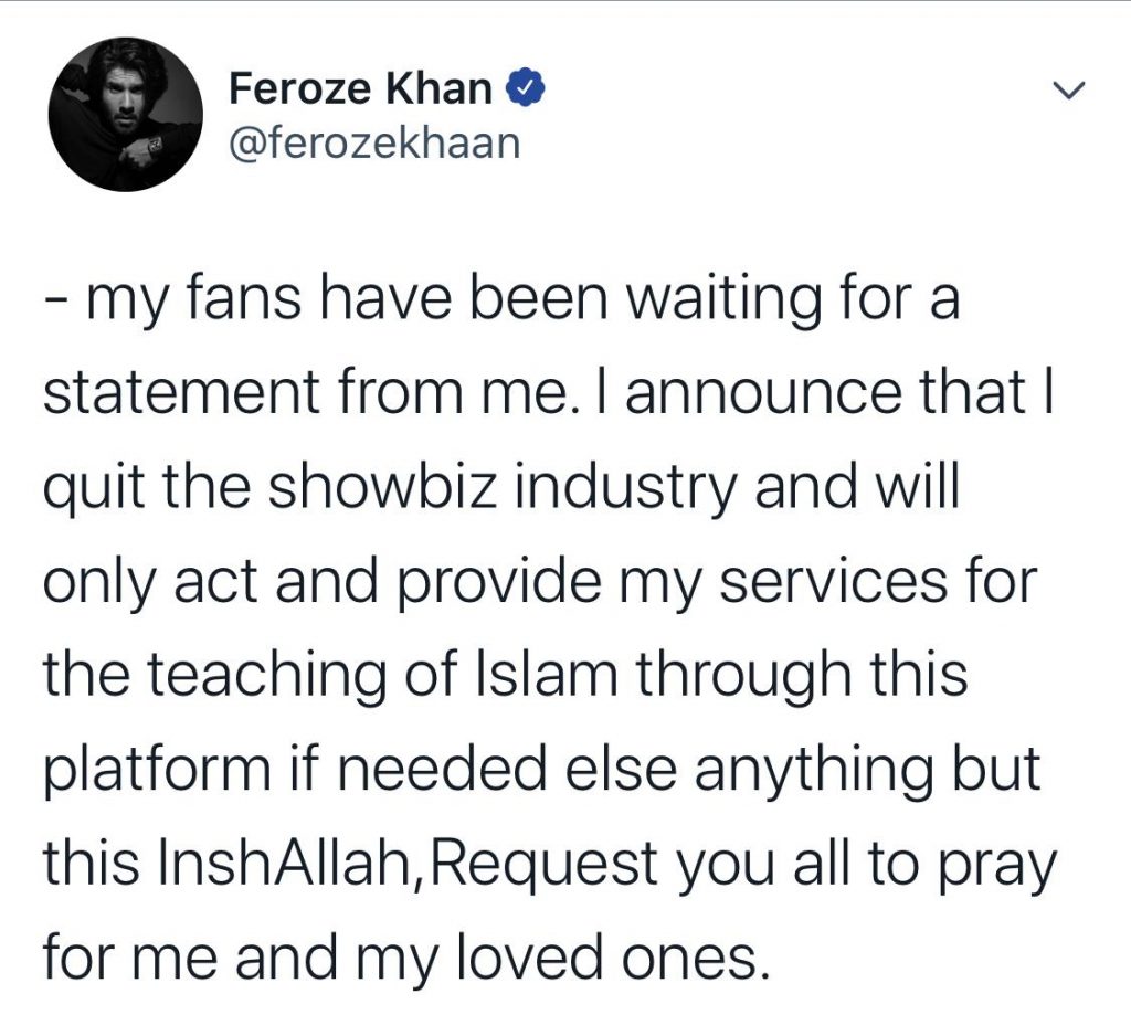 Feroze Khan Is Quitting Showbiz Industry