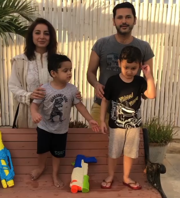 Fahad Mirza and Sarwat Gillani Latest Clicks with their Kids from Lock down