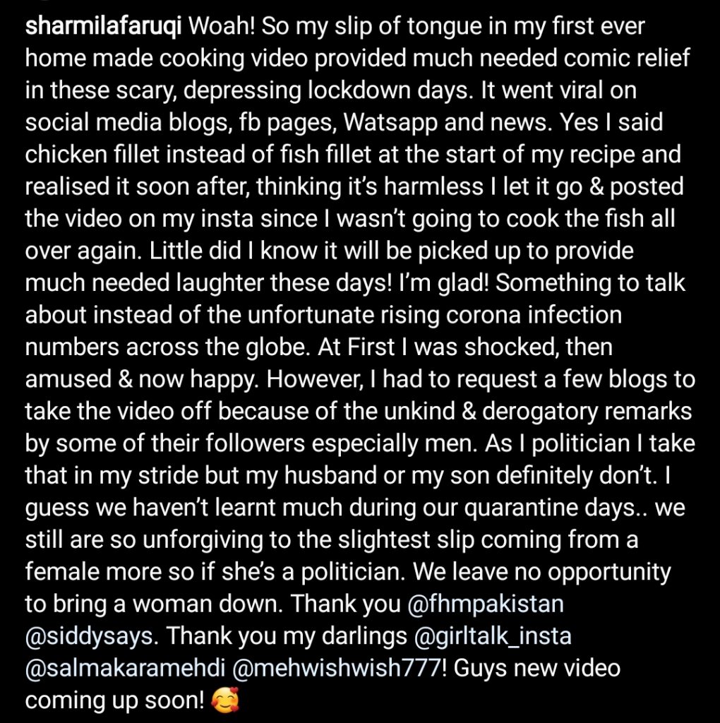 Sharmila Faruqi Gets Trolled On Social Media on her Cooking Video