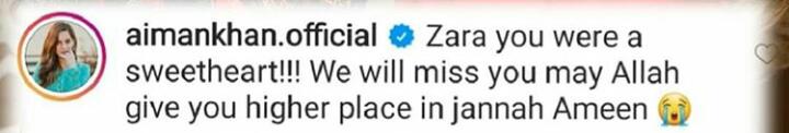 Zara Abid Death: Celebrities' Send Condolence Messages
