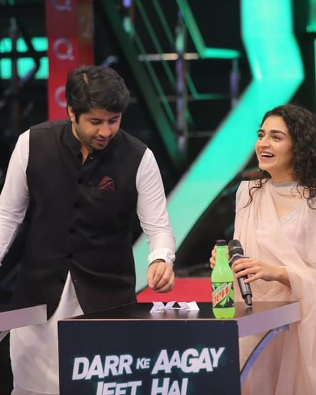 Imran Ashraf and Hajra Yamin Pictures from Jeeto Pakistan League