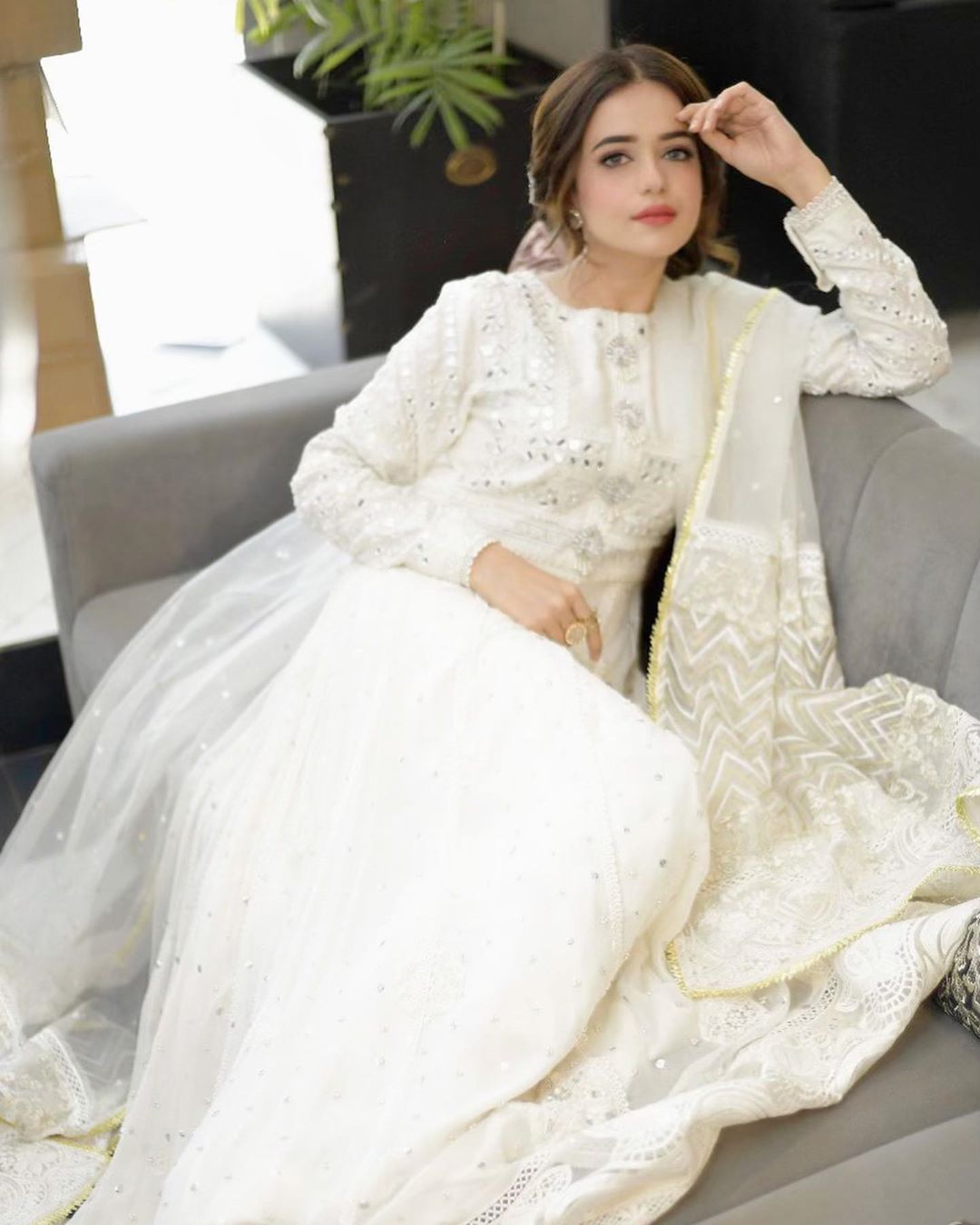 Sumbul Iqbal Latest Beautiful Pictures in off White Outfit