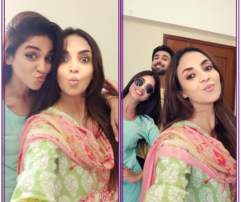 Cute Pictures of Nadia Khan with Friends at Work