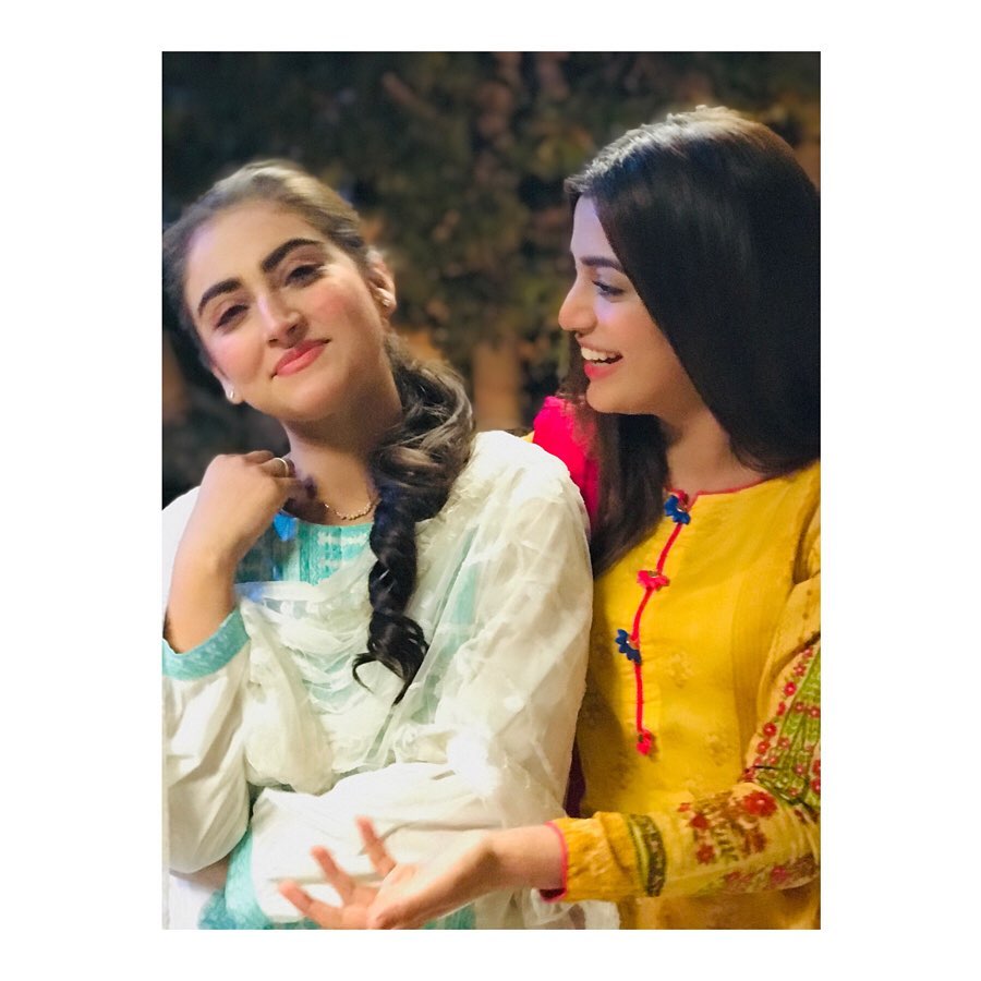 Actresses Hiba Bukhari and Laiba Khan Clicks from the Sets of Drama Tarap