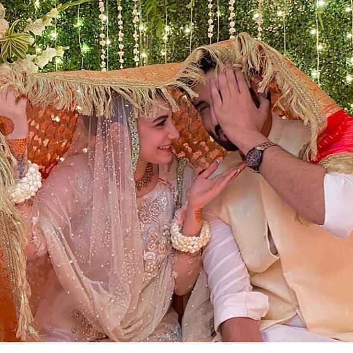 Happy Pictures of Hina Altaf After Her Nikah With Agha Ali