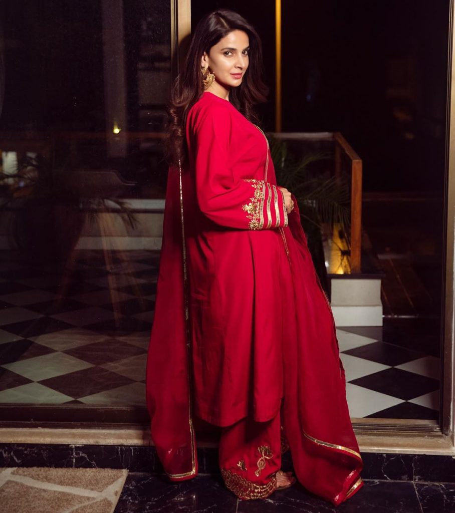Rare Pictures of Saba Qamar in Red