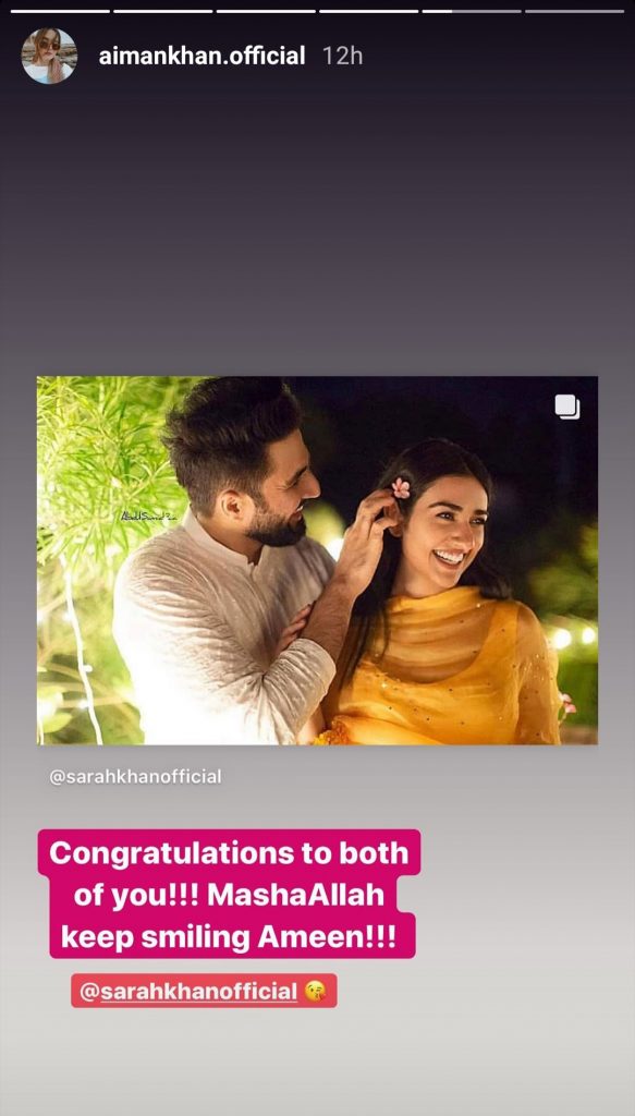 Celebrities Congratulating Sarah Khan On Her Wedding