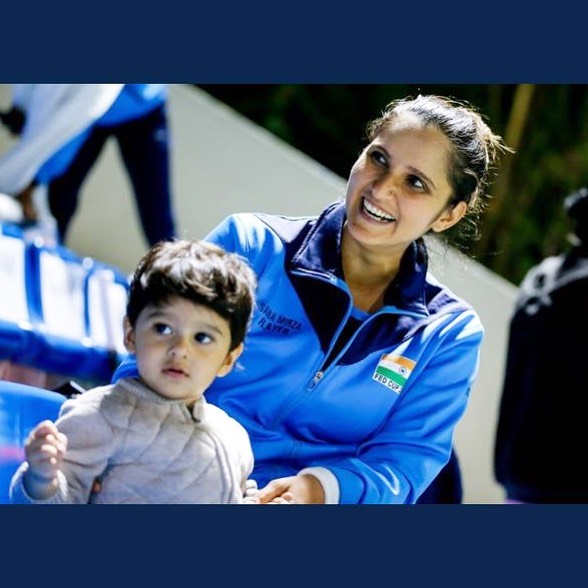 Sania Mirza Teaching Workout Moves To Her Son