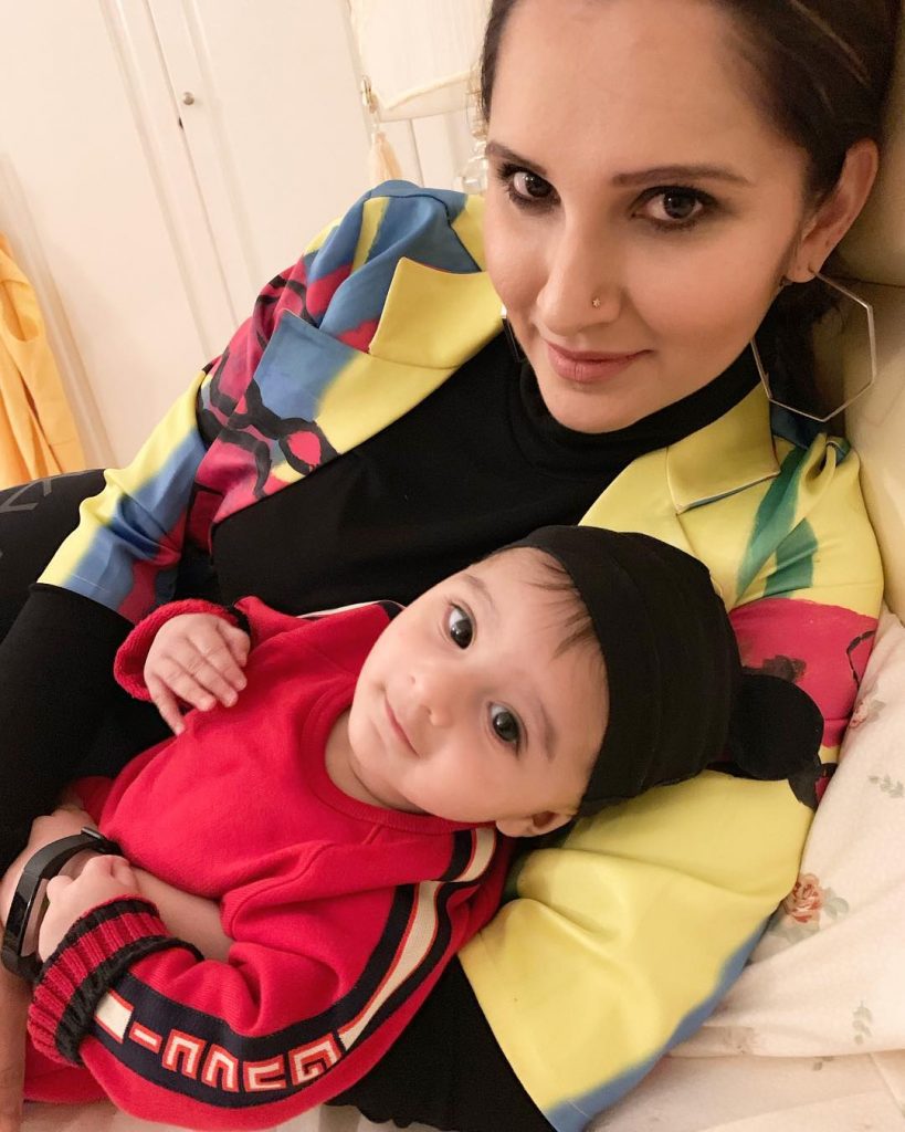 Sania Mirza Teaching Workout Moves To Her Son