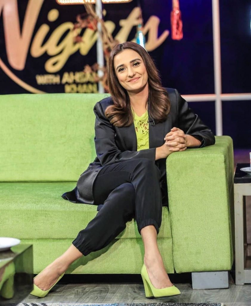 Momal Sheikh Clicks From The Set Of Bol Nights With Ahsan Khan